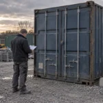 Facility manager reviewing container estimates in a commercial yard