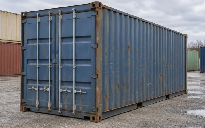 Used shipping containers in an ordinary equipment yard