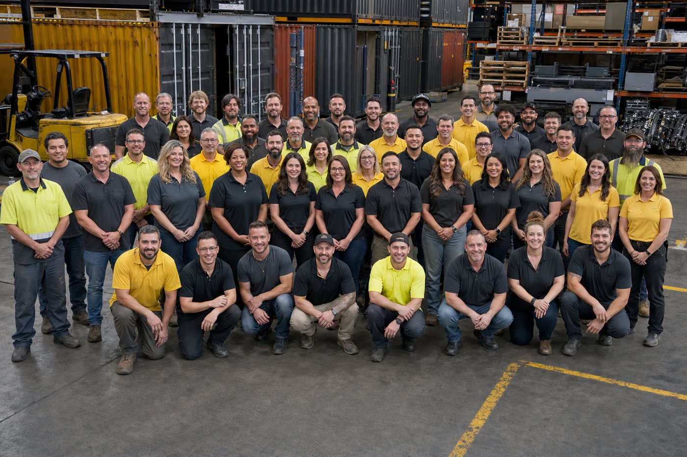 Representative image of the 42-person Harper Steel warehouse team