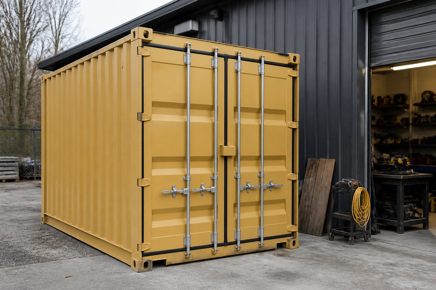 Representative 10-foot steel shipping container