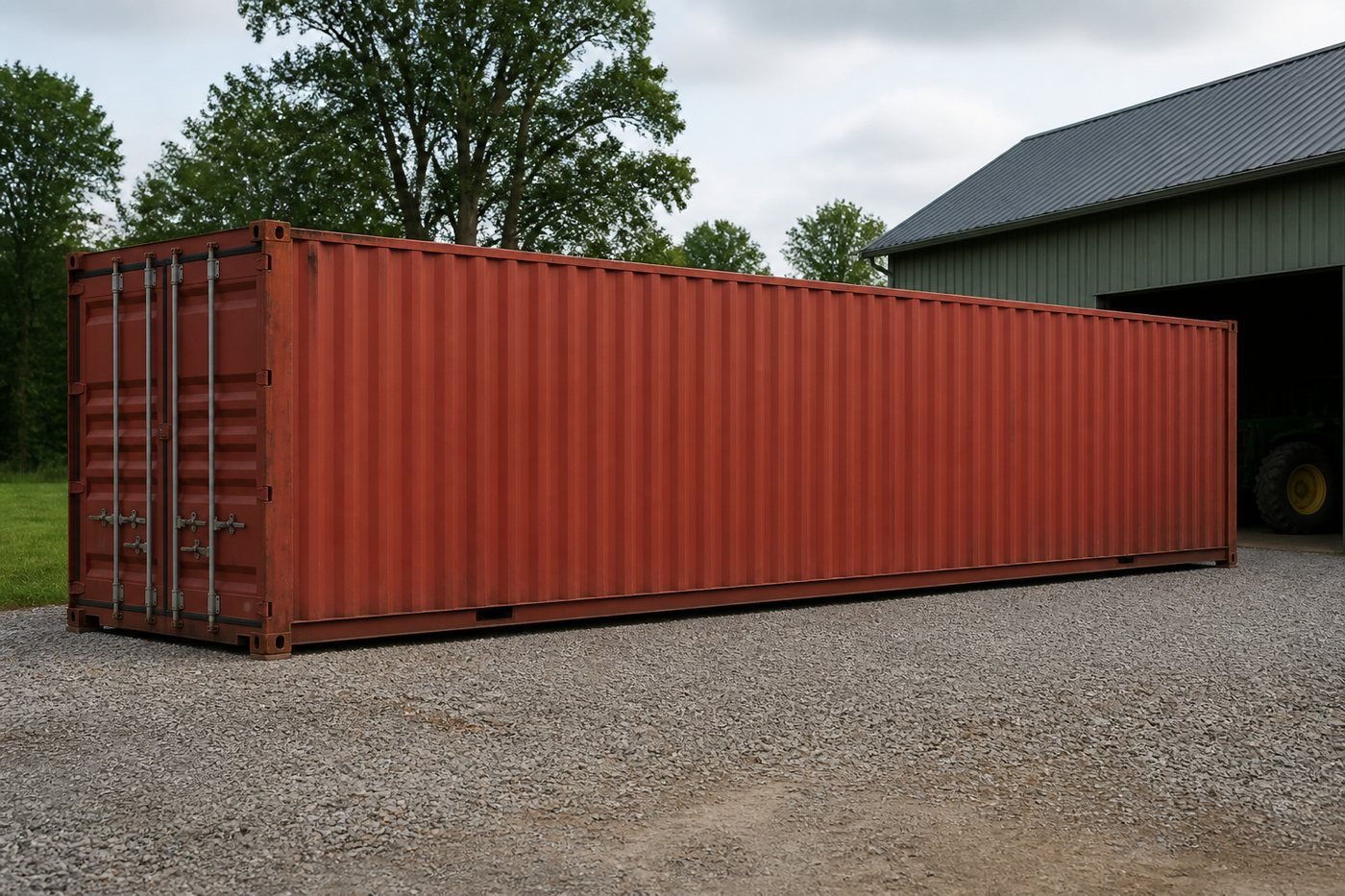 Representative 40-foot steel shipping container at an American work site